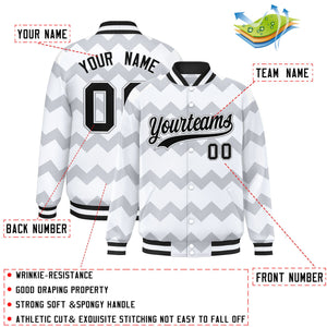 Custom White Varsity Full-Snap Ripple Color Block Letterman Jacket