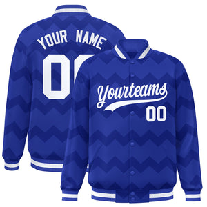 Custom Royal Varsity Full-Snap Ripple Color Block Letterman Jacket