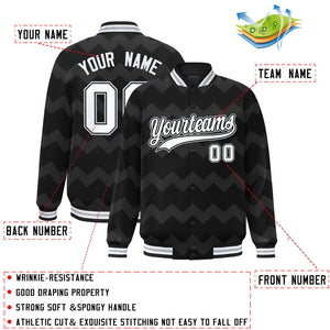 Custom Black Varsity Full-Snap Ripple Color Block Letterman Jacket