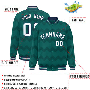 Custom Aqua Varsity Full-Snap Ripple Color Block Letterman Jacket