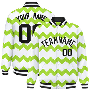 Custom White Varsity Full-Snap Ripple Color Block Letterman Jacket