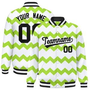 Custom White Varsity Full-Snap Ripple Color Block Letterman Jacket