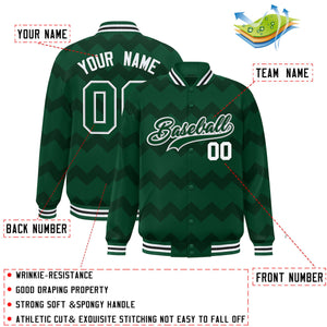 Custom Green Varsity Full-Snap Ripple Color Block Letterman Jacket