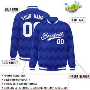 Custom Royal Varsity Full-Snap Ripple Color Block Letterman Jacket