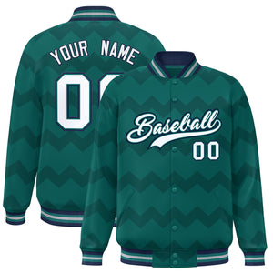 Custom Aqua Varsity Full-Snap Ripple Color Block Letterman Jacket