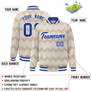 Custom Cream Varsity Full-Snap Ripple Color Block Letterman Jacket