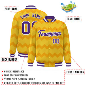 Custom Gold Varsity Full-Snap Ripple Color Block Letterman Jacket