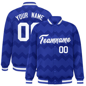 Custom Royal Varsity Full-Snap Ripple Color Block Letterman Jacket