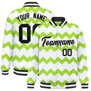 Custom White Varsity Full-Snap Ripple Color Block Letterman Jacket