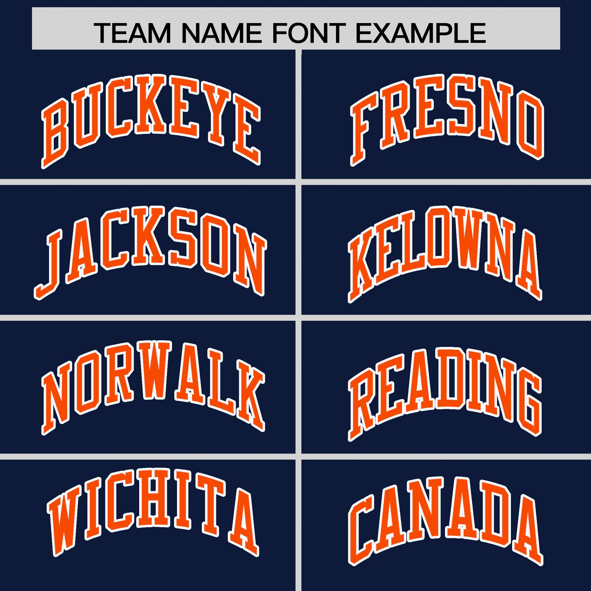 Custom Navy Orange L Pattern Varsity Raglan Sleeves Full-Snap Letterman Baseball Jacket