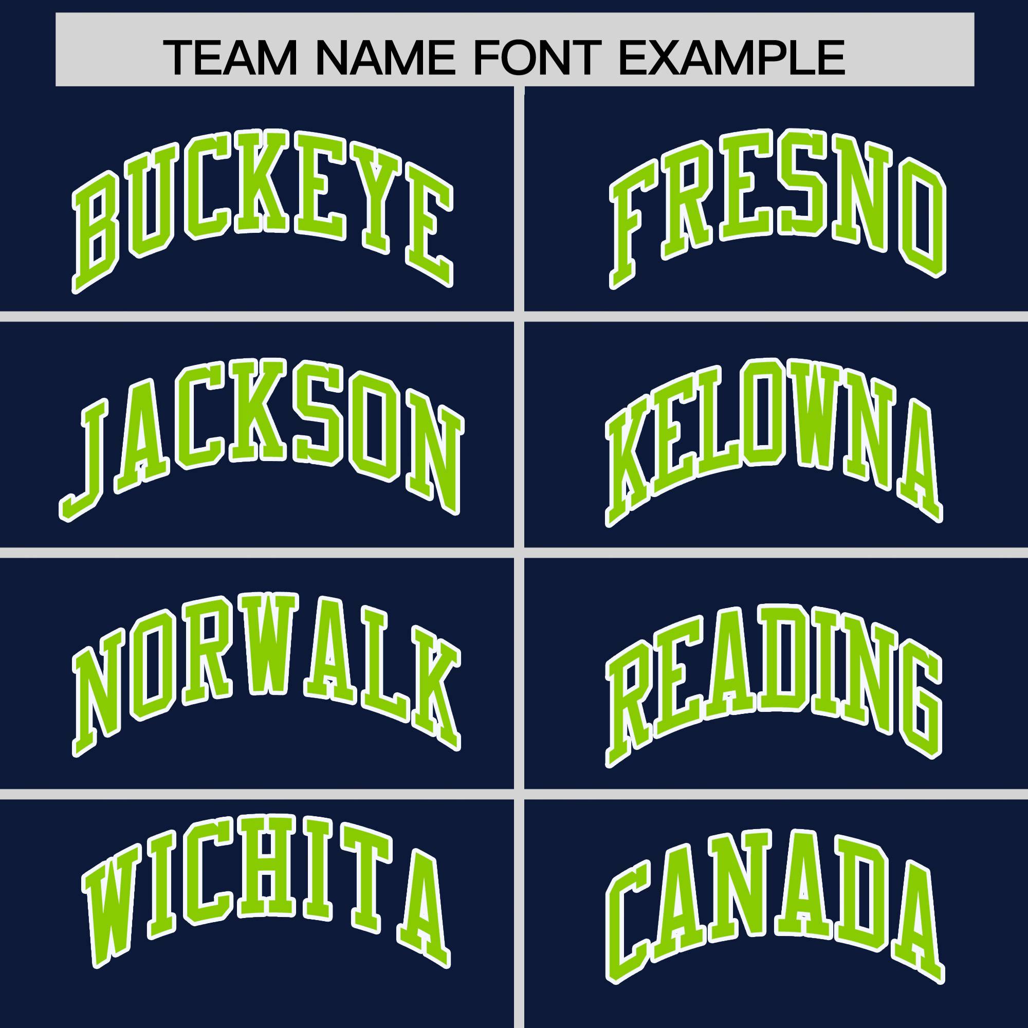 Custom Navy Neon Green L Pattern Varsity Raglan Sleeves Full-Snap Letterman Baseball Jacket