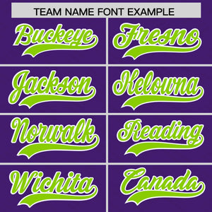 Custom Purple Neon Green L Pattern Varsity Raglan Sleeves Full-Snap Letterman Baseball Jacket