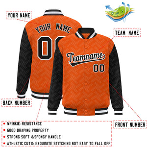 Custom Orange Black L Pattern Varsity Raglan Sleeves Full-Snap Letterman Baseball Jacket