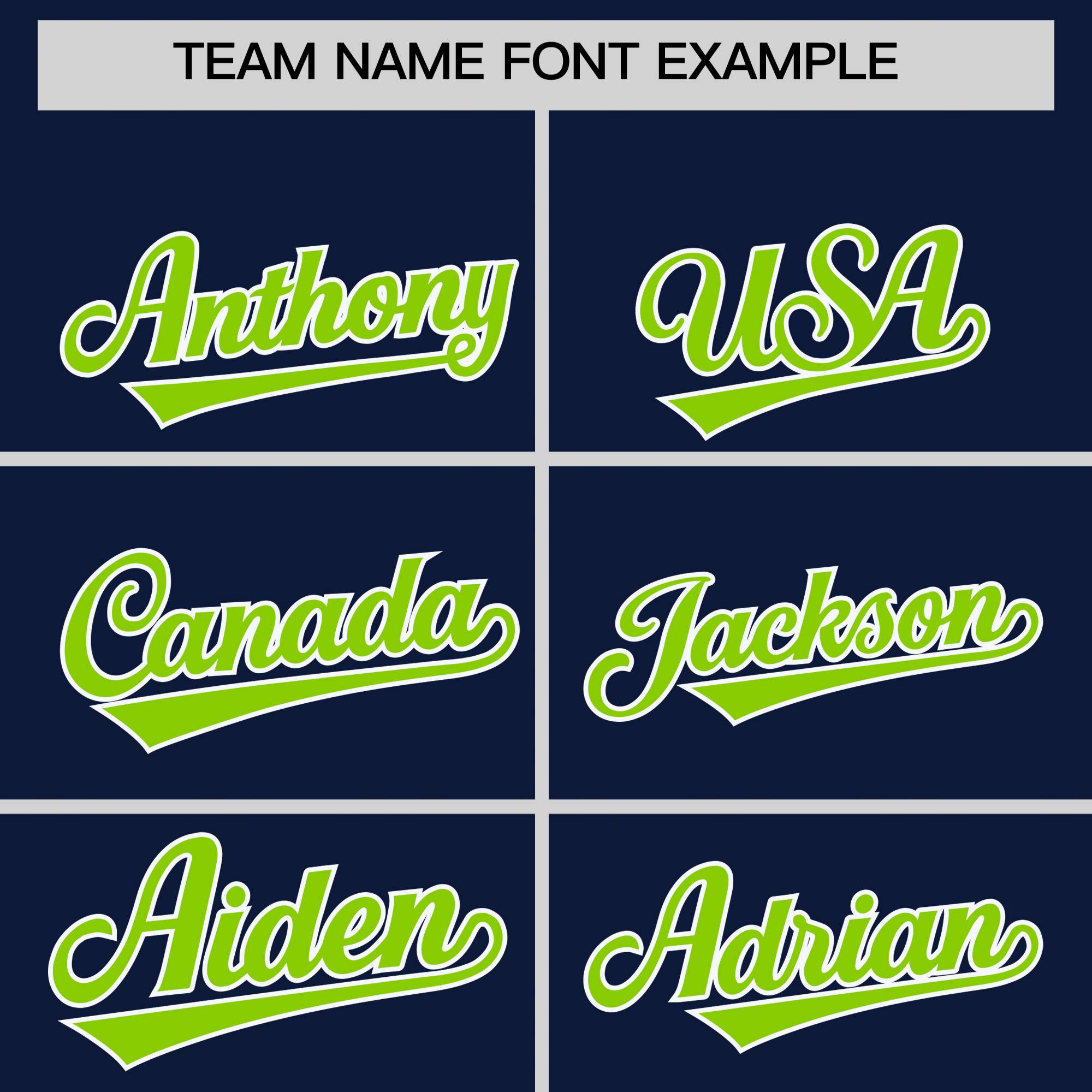 Custom Navy Neon Green L Pattern Varsity Raglan Sleeves Full-Snap Letterman Baseball Jacket