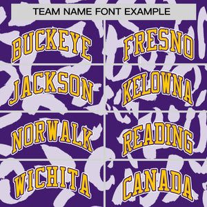 Custom Purple White Varsity Full-Snap Leopard Print Graffiti Pattern Letterman Baseball Jacket