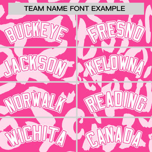 Custom Pink White Varsity Full-Snap Leopard Print Graffiti Pattern Letterman Baseball Jacket