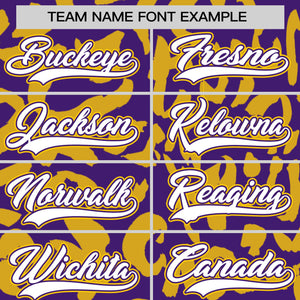 Custom Purple Gold Varsity Full-Snap Leopard Print Graffiti Pattern Letterman Baseball Jacket