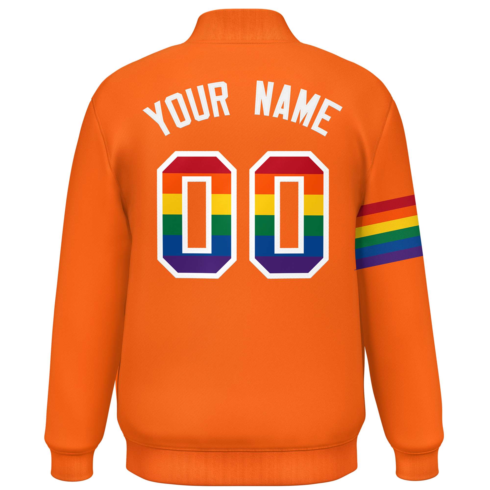 Custom Orange LGBT Rainbow For Pride Month Classic Style Letterman Baseball Jacket