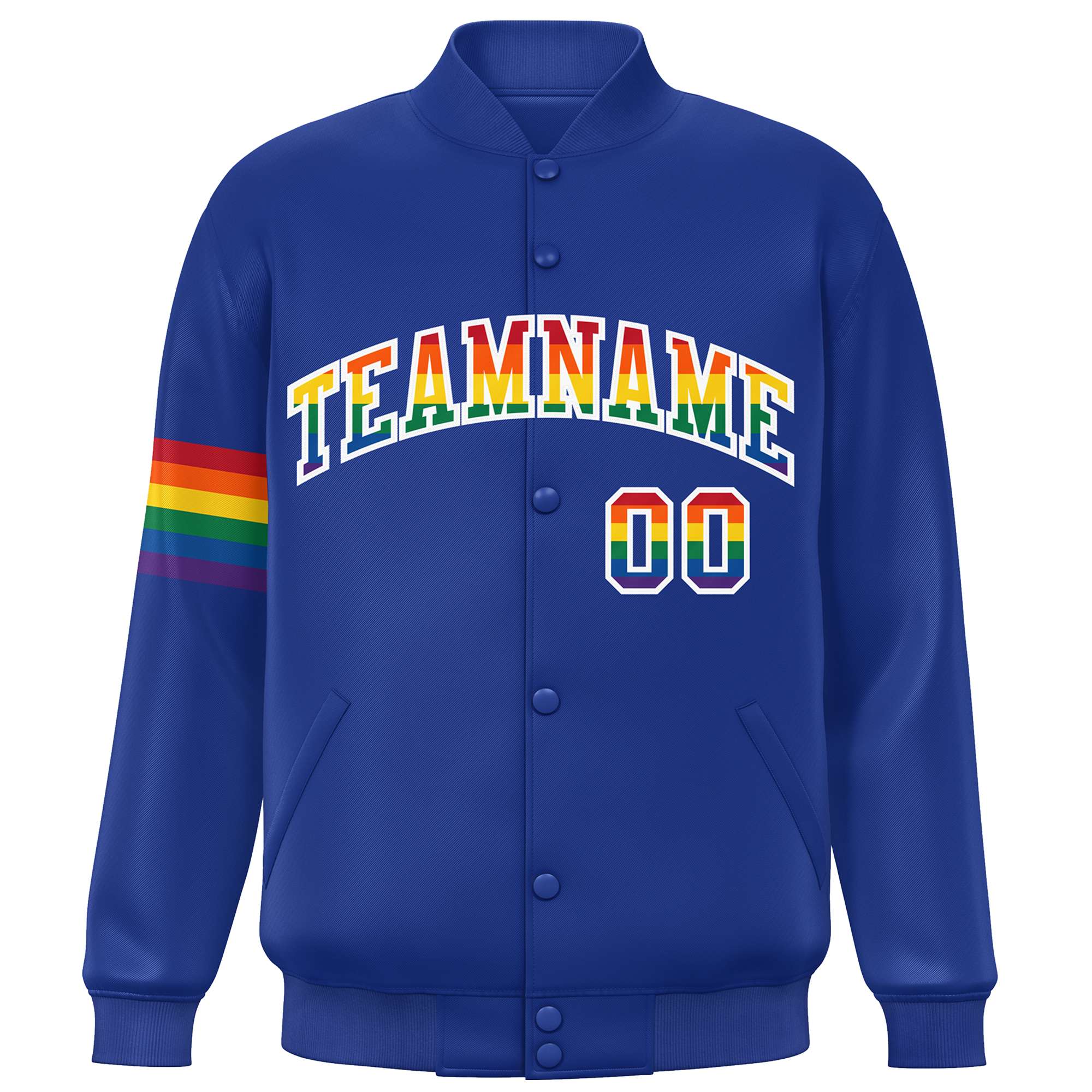 Custom Royal LGBT Rainbow For Pride Month Classic Style Letterman Baseball Jacket