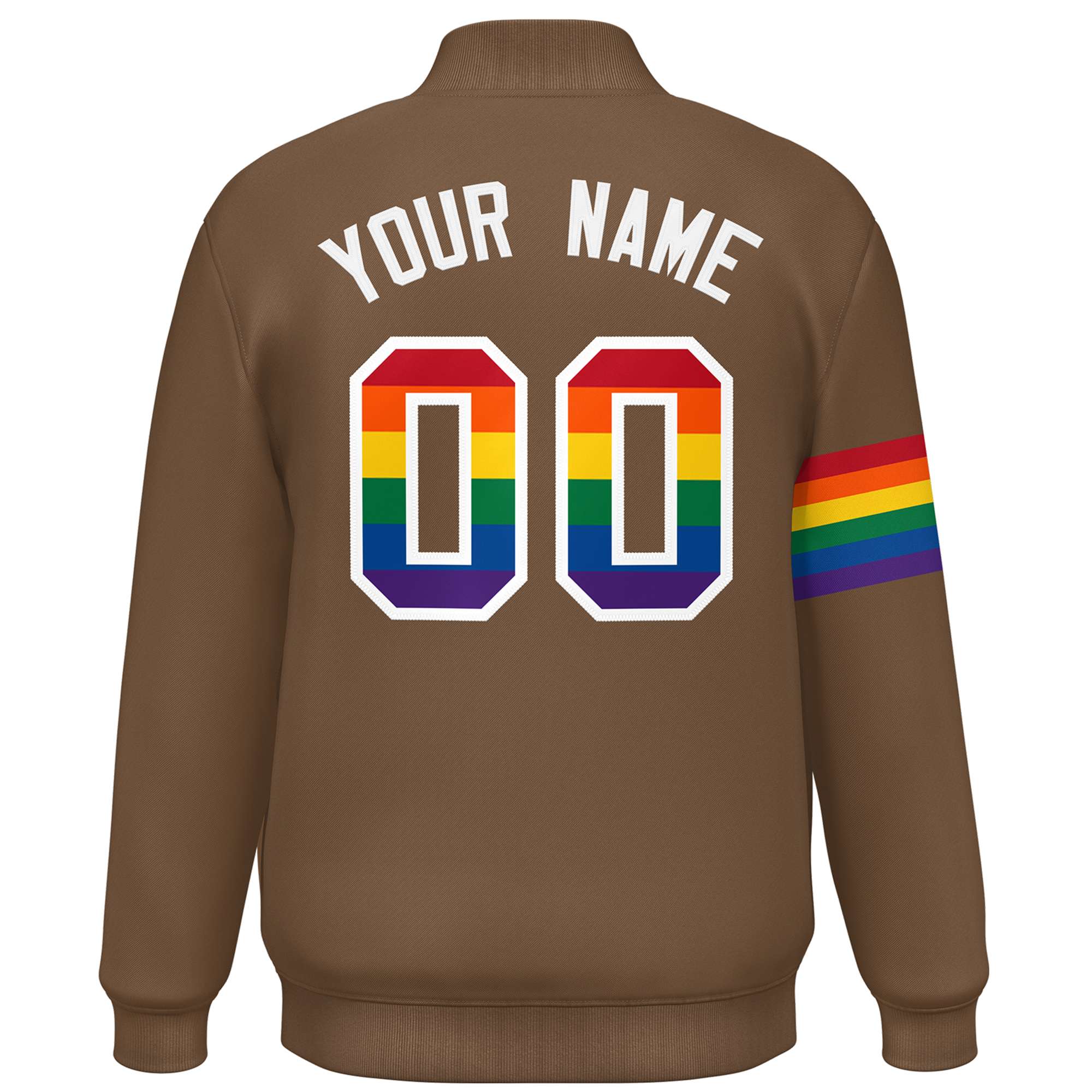 Custom Light Brown LGBT Rainbow For Pride Month Classic Style Letterman Baseball Jacket