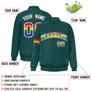 Custom Midnight Green LGBT Rainbow For Pride Month Classic Style Letterman Baseball Jacket