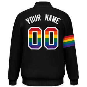 Custom Black LGBT Rainbow For Pride Month Classic Style Letterman Baseball Jacket