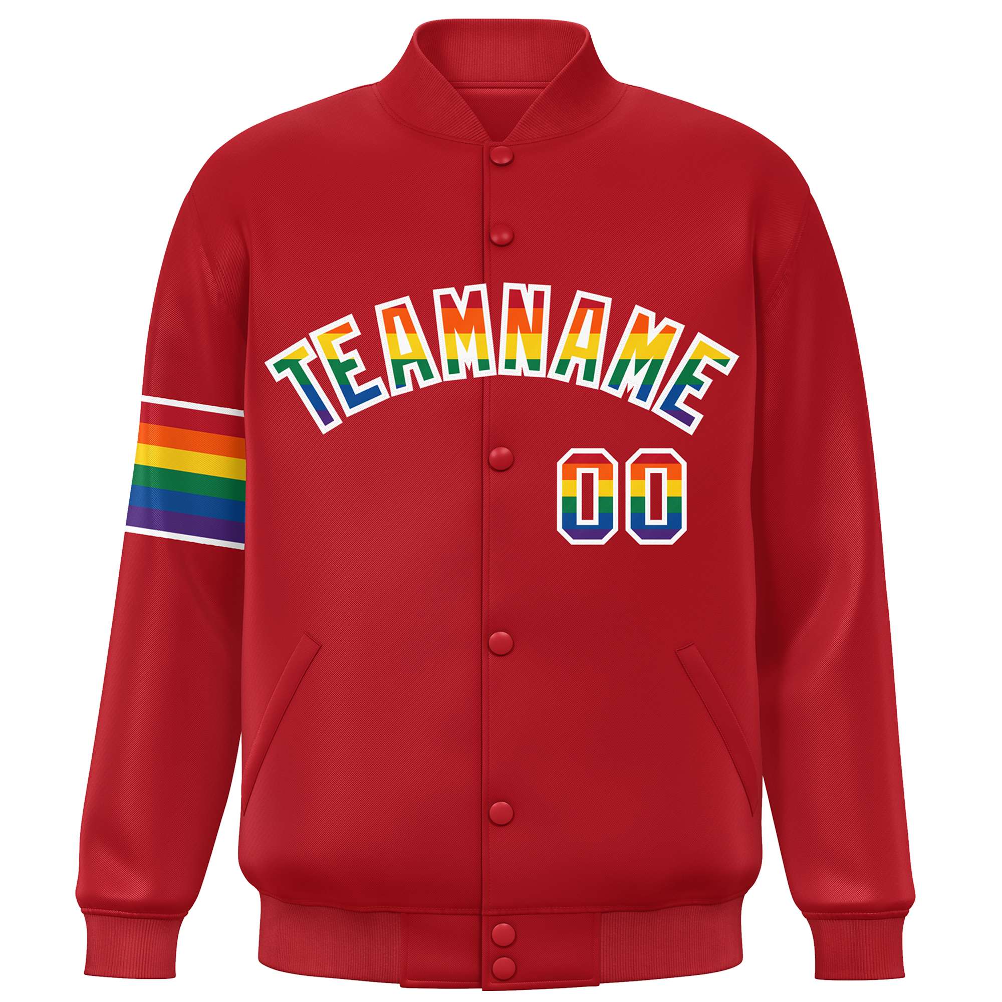 Custom Red LGBT Rainbow For Pride Month Classic Style Letterman Baseball Jacket