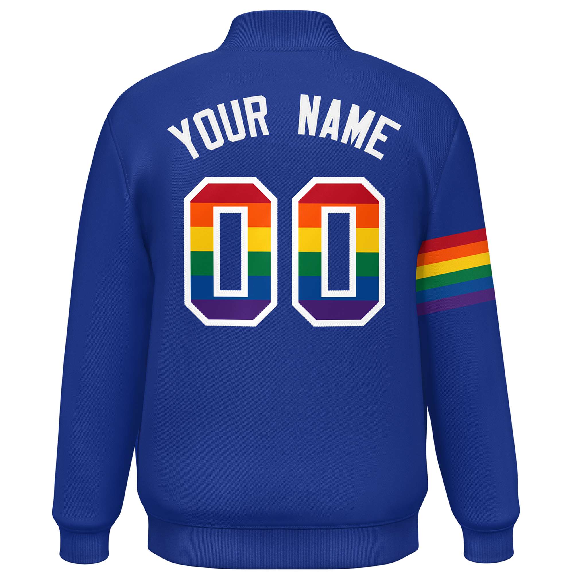 Custom Royal LGBT Rainbow For Pride Month Classic Style Letterman Baseball Jacket