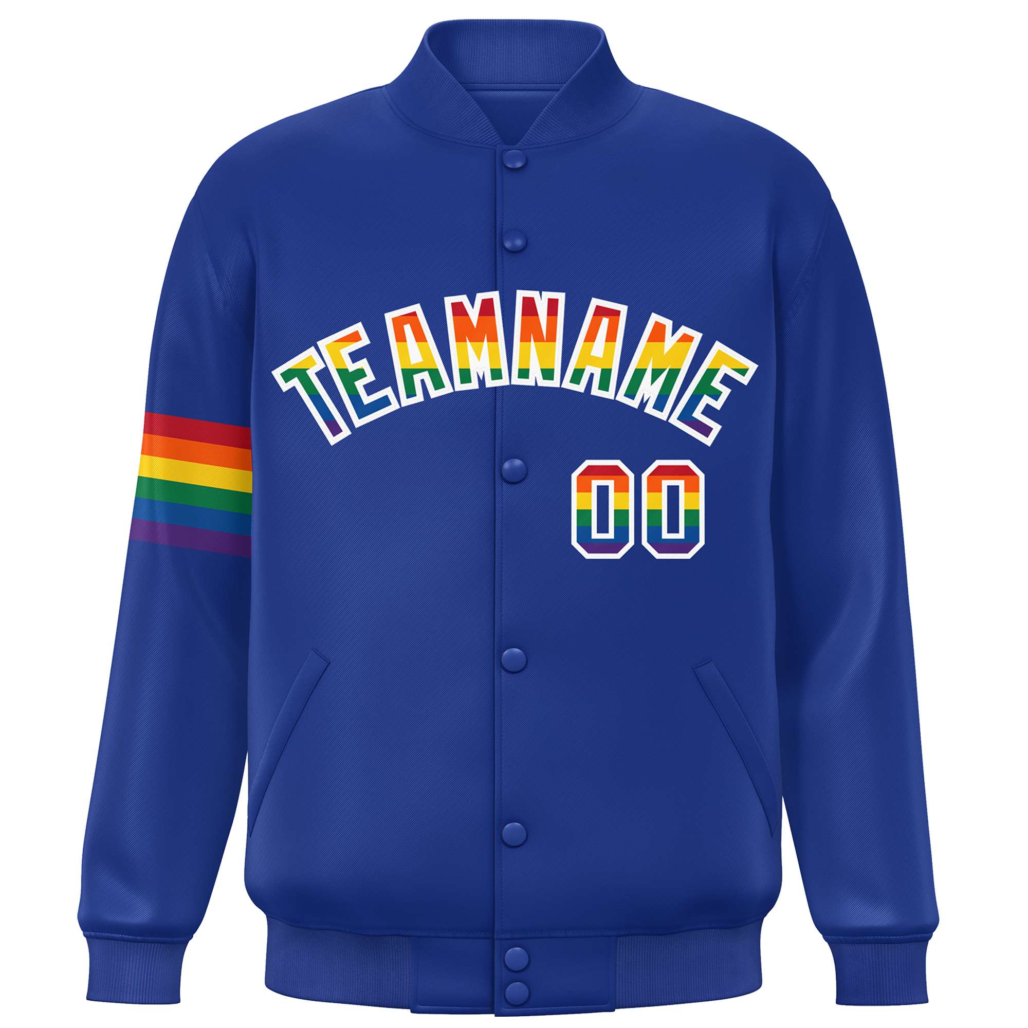 Custom Royal LGBT Rainbow For Pride Month Classic Style Letterman Baseball Jacket