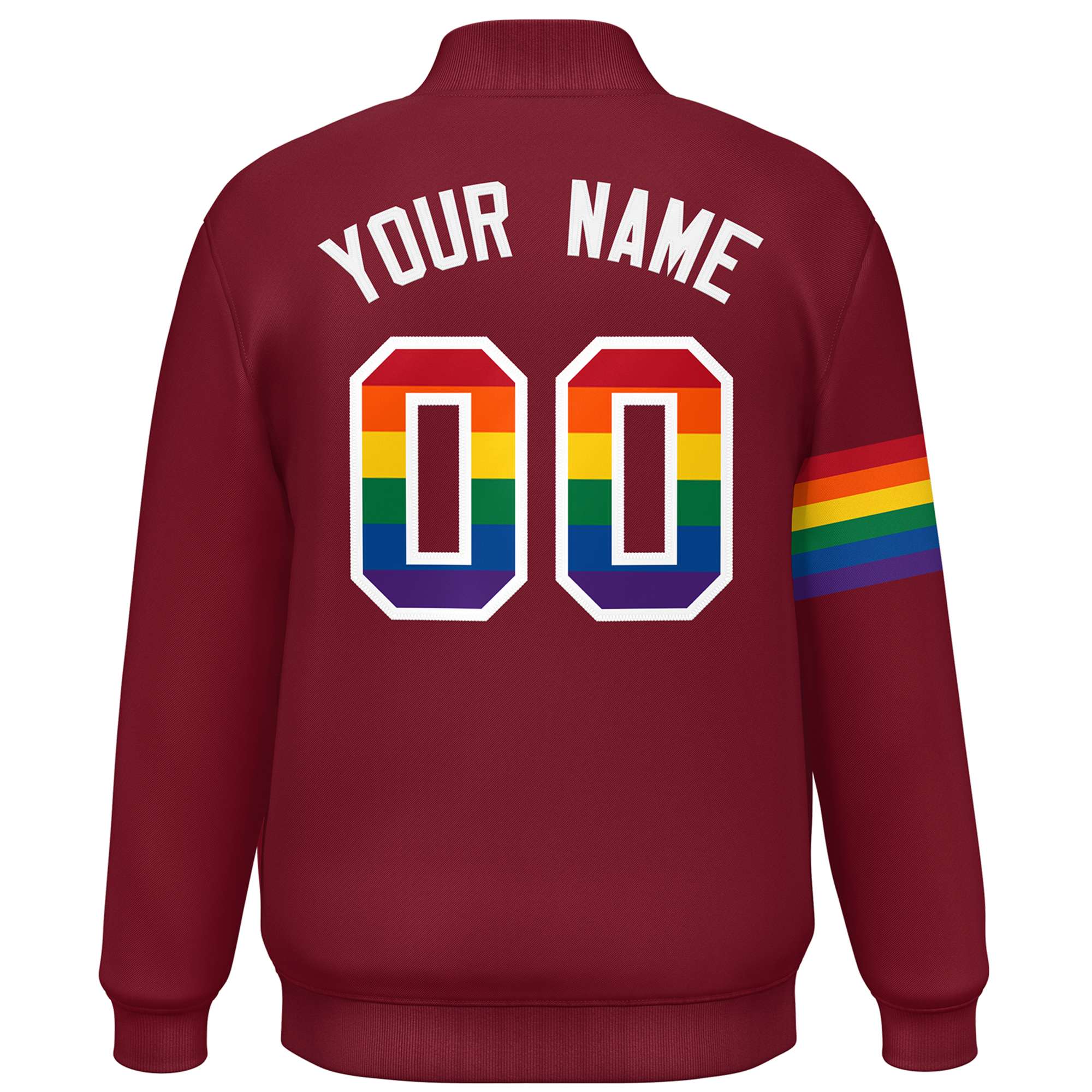 Custom Crimson LGBT Rainbow For Pride Month Classic Style Letterman Baseball Jacket