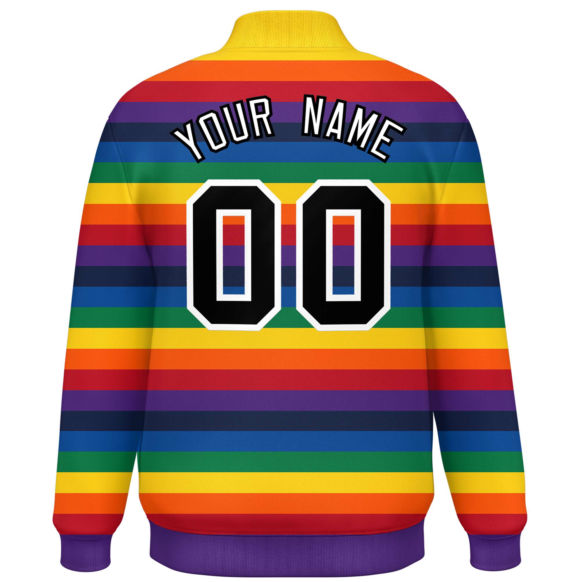 Custom LGBT Rainbow For Pride Month Full-Snap Color Block Letterman Baseball Jacket