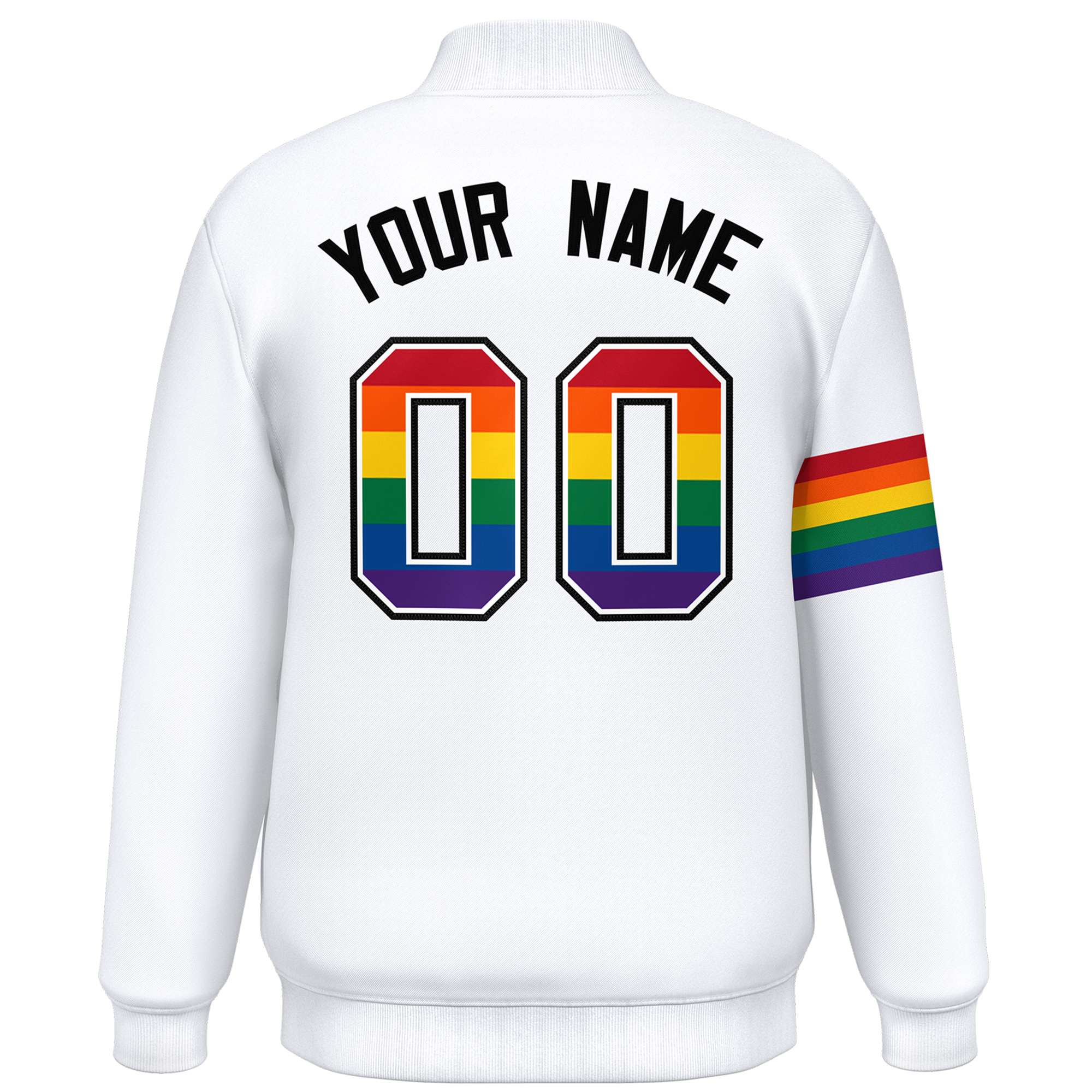 Custom White LGBT Rainbow For Pride Month Classic Style Letterman Baseball Jacket