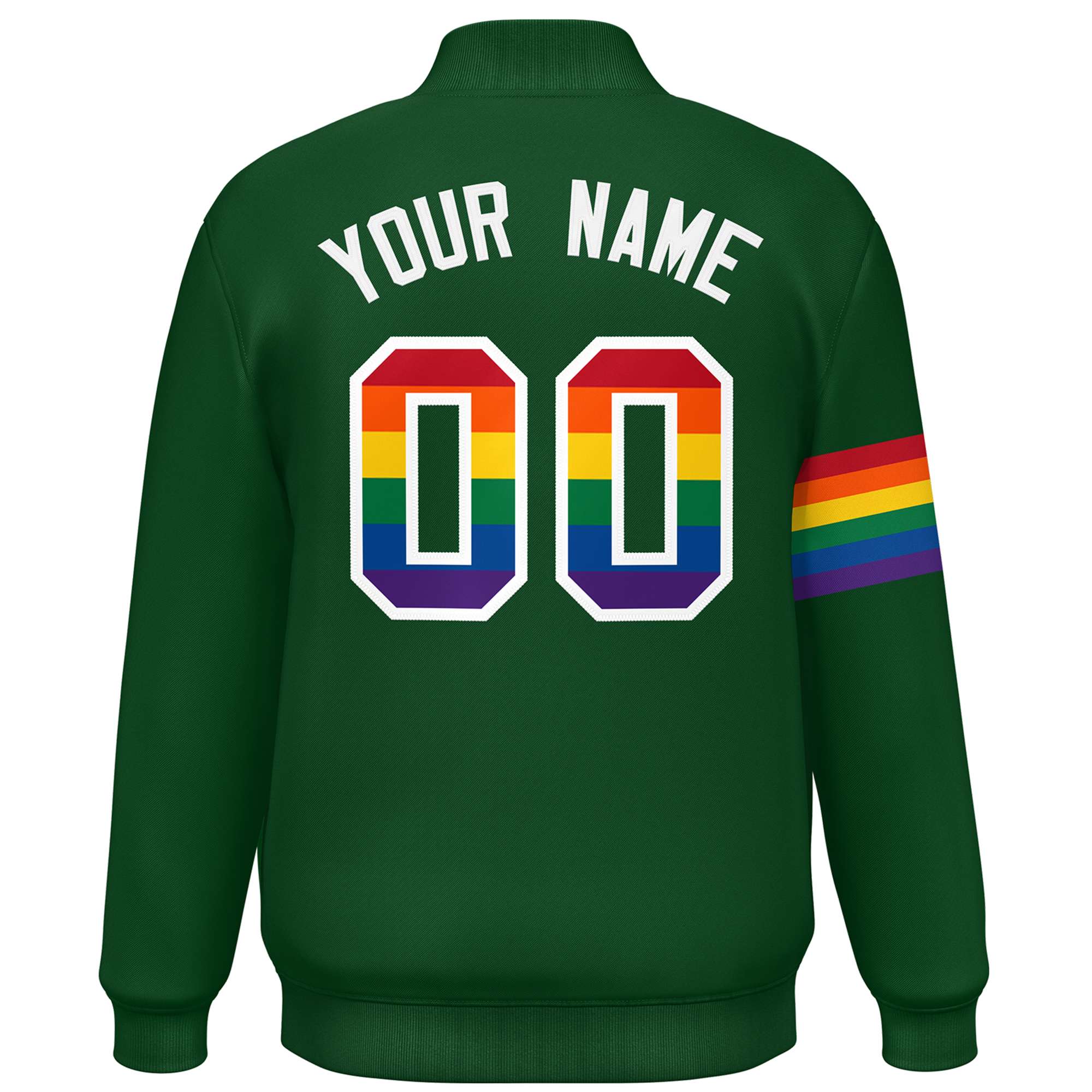 Custom Green LGBT Rainbow For Pride Month Classic Style Letterman Baseball Jacket