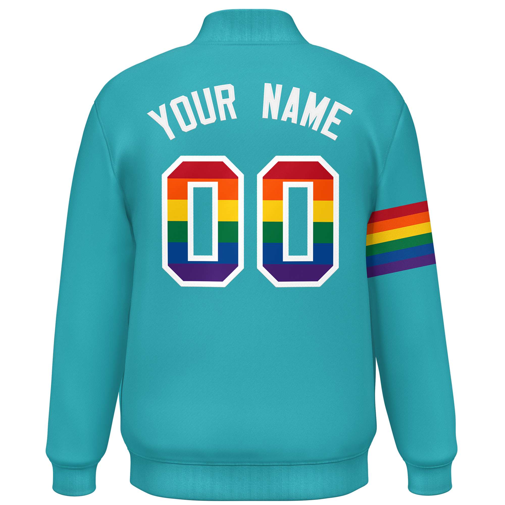 Custom Aqua LGBT Rainbow For Pride Month Classic Style Letterman Baseball Jacket