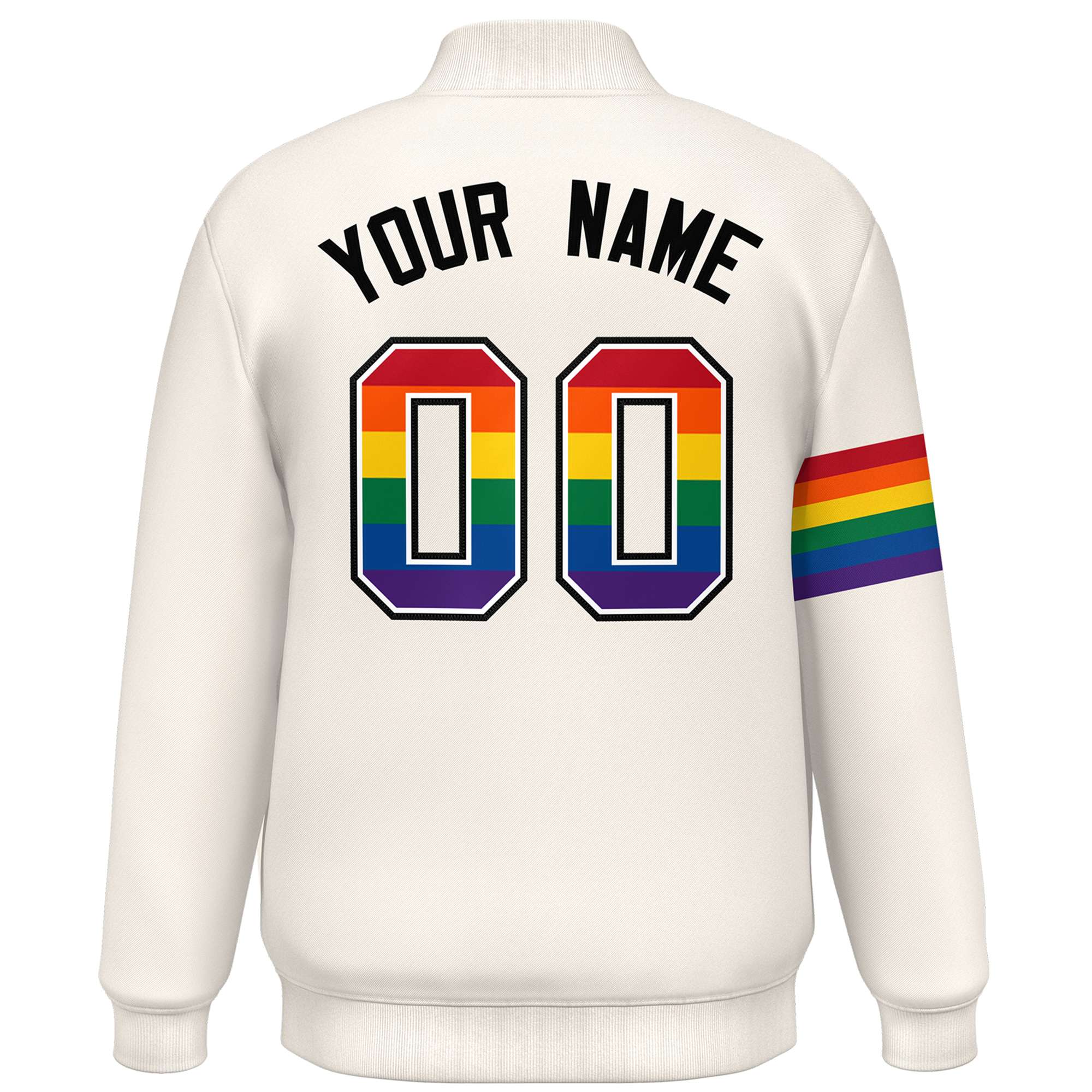 Custom Cream LGBT Rainbow For Pride Month Classic Style Letterman Baseball Jacket