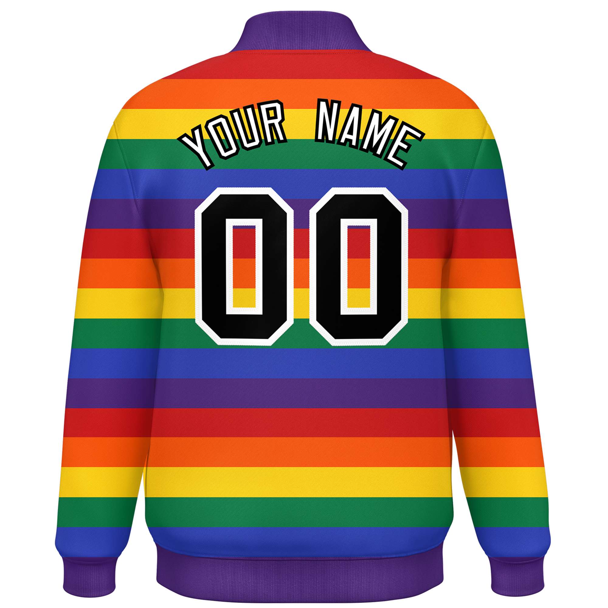 Custom LGBT Rainbow For Pride Month Full-Snap Color Block Letterman Baseball Jacket