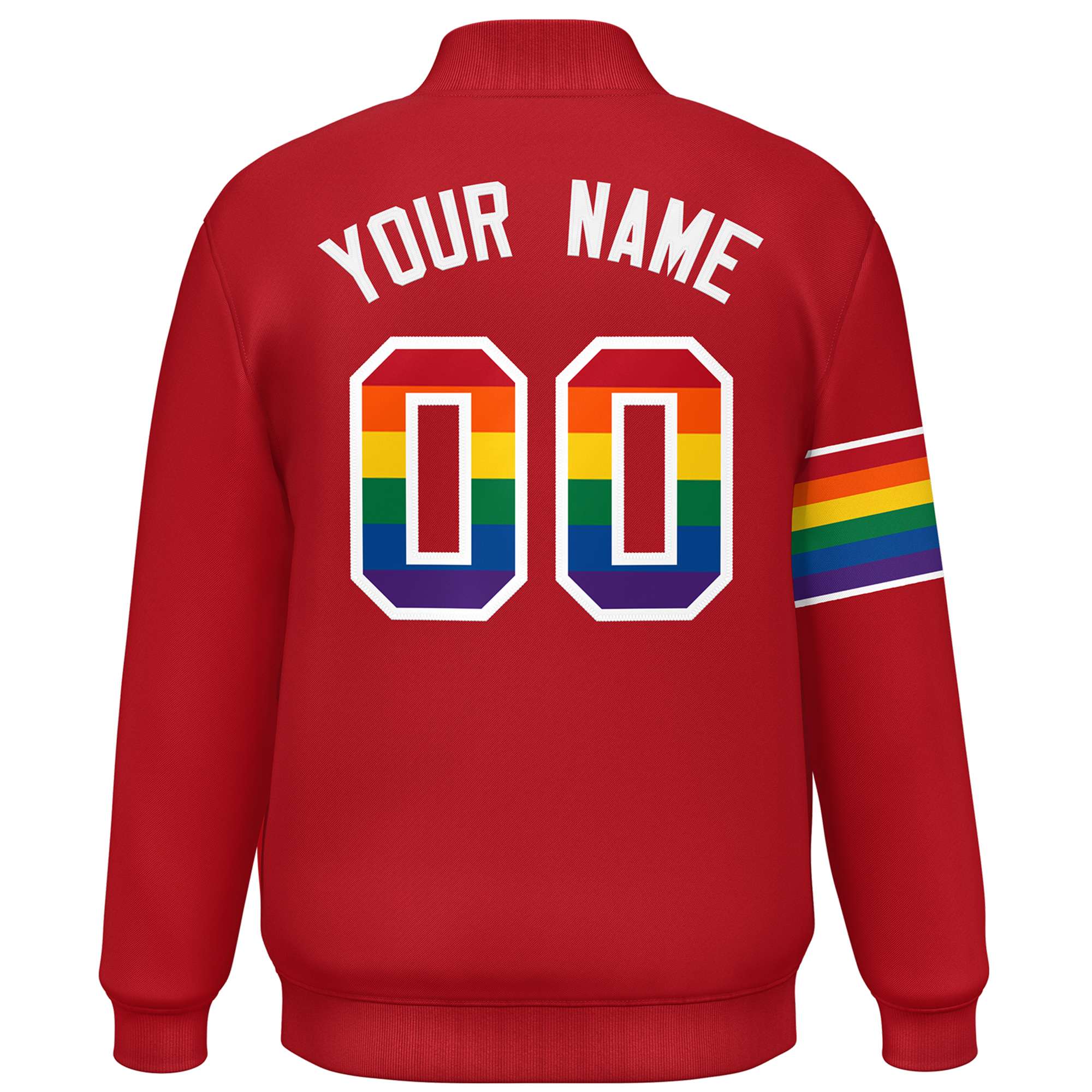 Custom Red LGBT Rainbow For Pride Month Classic Style Letterman Baseball Jacket