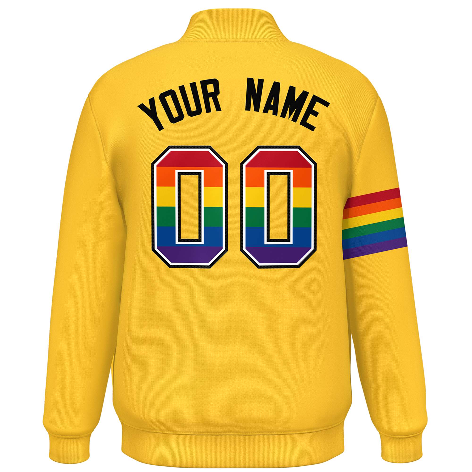 Custom Gold LGBT Rainbow For Pride Month Classic Style Letterman Baseball Jacket