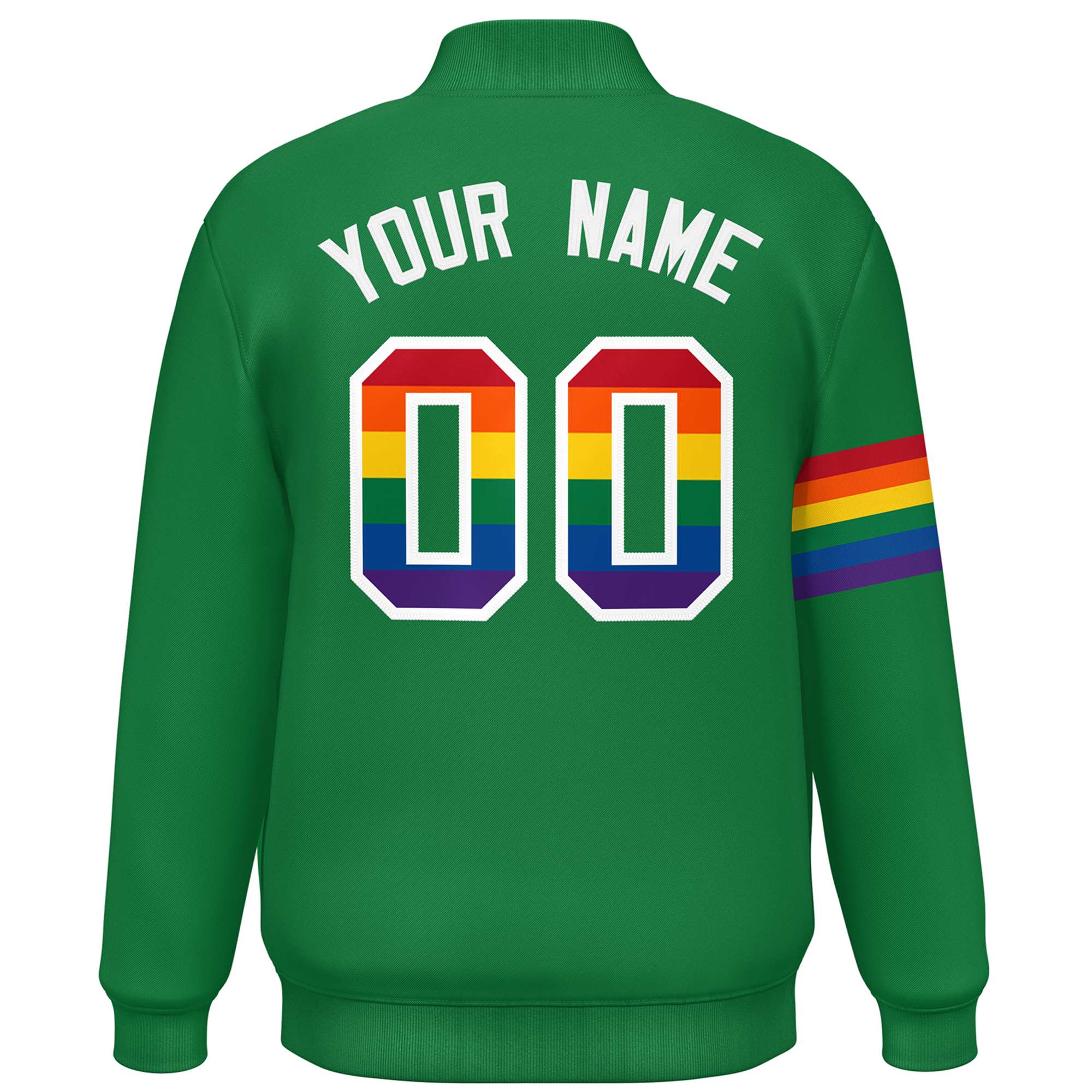 Custom Kelly Green LGBT Rainbow For Pride Month Classic Style Letterman Baseball Jacket