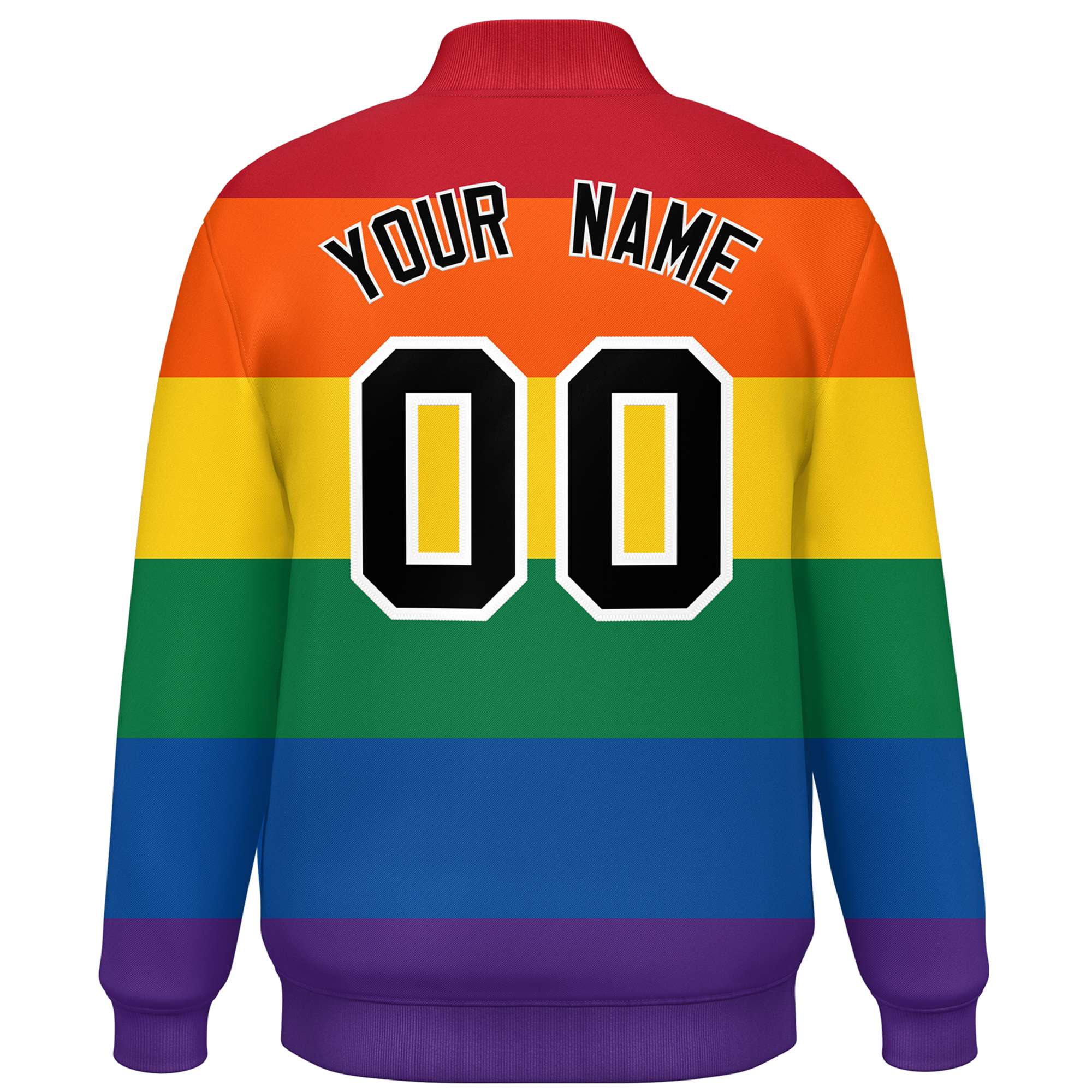 Custom LGBT Rainbow For Pride Month Full-Snap Color Block Letterman Baseball Jacket