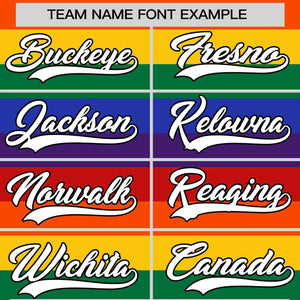 Custom LGBT Rainbow For Pride Month Full-Snap Color Block Letterman Baseball Jacket