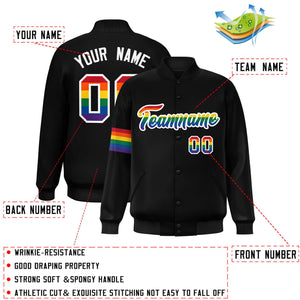 Custom Black LGBT Rainbow For Pride Month Classic Style Letterman Baseball Jacket