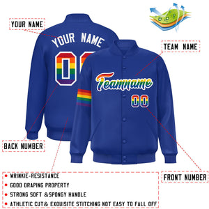 Custom Royal LGBT Rainbow For Pride Month Classic Style Letterman Baseball Jacket