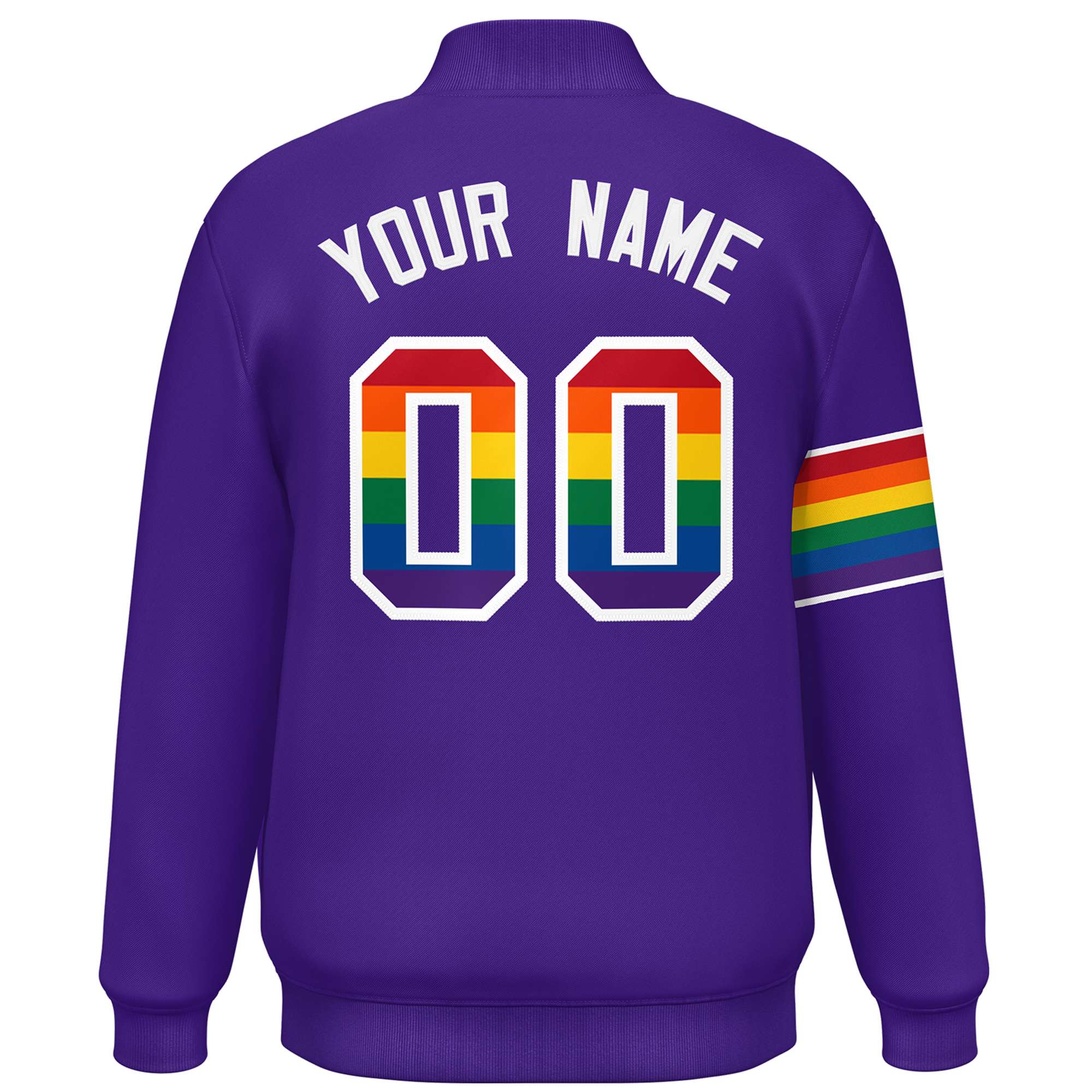 Custom Purple LGBT Rainbow For Pride Month Classic Style Letterman Baseball Jacket