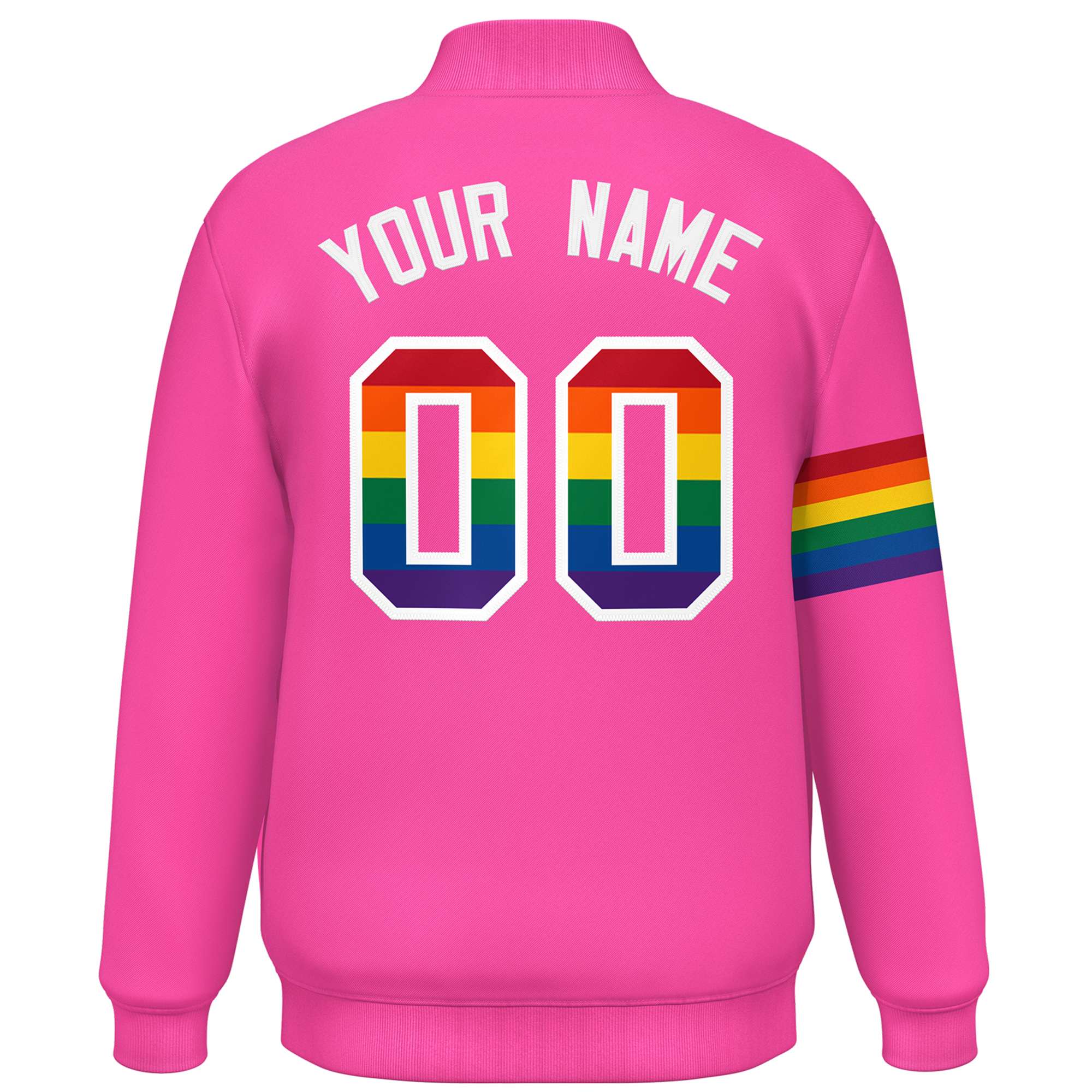 Custom Pink LGBT Rainbow For Pride Month Classic Style Letterman Baseball Jacket