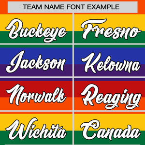 Custom LGBT Rainbow For Pride Month Full-Snap Color Block Letterman Baseball Jacket