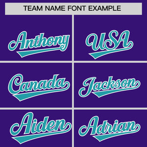 Custom Purple Aqua American Flag Varsity Full-Snap Authentic Raglan Sleeves Letterman Bomber Jacket