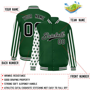 Custom Green American Flag Varsity Full-Snap Authentic Raglan Sleeves Letterman Bomber Jacket