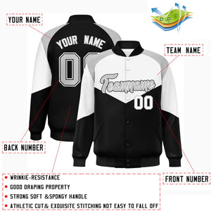 Custom White Black Varsity Full-Snap Color Block Letterman Jacket