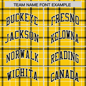 Custom Yellow Varsity Full-Snap Plaid Pattern Letterman Baseball Jacket